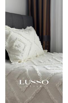 lusso stile Iskandinav Tek Kişilik Püsküllü Yatak Örtüsü 180 x 250 Tek Yastık Single