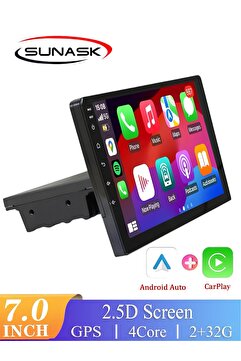 Sunask Sn-7700A 7inç 2gb Ram 32gb Hafıza Android Tek Din Carplay Multimedya Oto Teyp Wi-fi Park Kamera