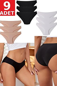 GECKO COLLECTION Lazer Kesim Dikişsiz Esnek Iz Yapmayan Kadın Külot 9 Adet