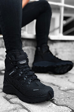 BIG KING Siyah Çizgili Kauçuk Unisex Trekking Bot