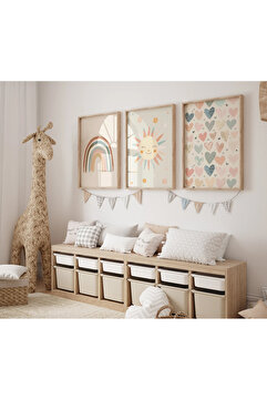 woodhomeworks Ahşap Çerçeveli 3 Lü çocuk odası Tablo Dekor iskandinav qmrc