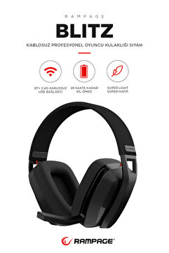 Rampage BLITZ Siyah Wireless 2.4G+ Bluetooth Mikrofonlu Kablosuz Oyuncu Kulaklığı
