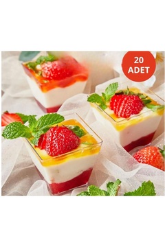 Genel Markalar 20 Adet Mini Sunum Kasesi Magnolya Dondurma Puding Tatlı Meze Salata Cup Kabı Sert Plastik Mika Kase
