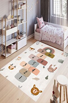 YTR HOME Makinede Yıkanabilir Kaymaz Taban Leke Tutmaz Eğitici Bebek Ve Çocuk Odası Halısı Oyun Matı