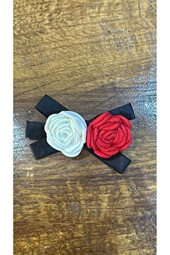 Gönülden Tasarım KIRMIZI BEYAZ GÜLLÜ TASARIM BROŞ YAKA İĞNESİ TÜRBAN AKSESUARI 6X3 CM