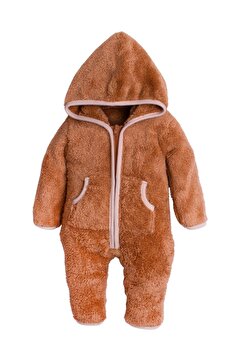 Chicsy Baby Kışlık Tatlı Peluş Pamuklu Cepli Kapüşonlu Bebek Çocuk Welsoft Tulum