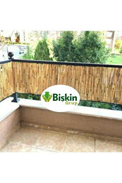 BİŞKİN 50CM x 5METRE Doğal Bambu Kamış Çit, Hasır, Bahçe ve Balkon Deokarasyonu , Misina İpli Natural