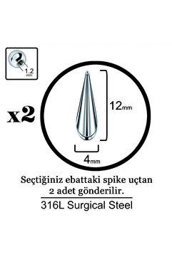 Karınca Piercing Spike Piercing Ucu Cerrahi Çelik Piercing Topu (2 adet)