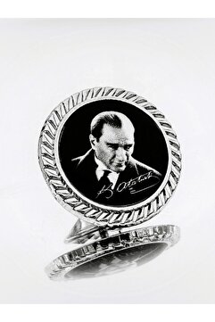 YÖRÜK TASARIM Atatürk Gümüş Kaplama / Damla Mineli Yaka Rozeti