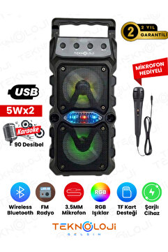 Teknoloji Gelsin Bluetooth Hoparlör Rgb Işıklı Extra Bass Fm/sd