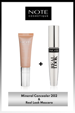 Note Cosmetics Mineral Concealer 202 Göz Altı Kapatıcısı & Real Look Maskara Makyaj Seti