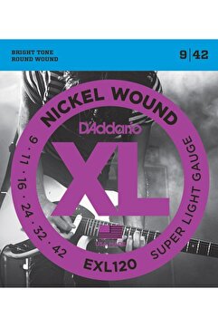 Genel Markalar EXL120 ELEKTRO GİTAR TEL SETİ, XL, 9-42, NICKEL WOUND, SU Nickel-plated steel Bright and c
