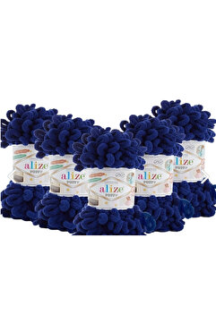 Alize ( 5 Adet ) Puffy El Örgü Ipliği 5'li Paket 100 Gr. 9 Mt. Parmak Örgü Ipi -360 Gece Mavisi