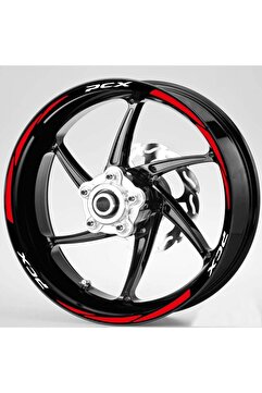 Redline Grafik PCX Beyaz Yazı Kırmızı Jant Şeridi