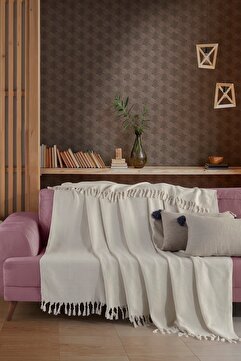 LADYNİL Natural Ekru Koltuk Örtüsü | Koltuk Şalı 170x210 Pamuk