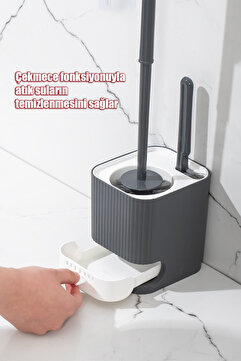 Porsima 2027 Su Akıtmayan Yapışkanlı Banyo Lavabo Wc Temizleme Fırçası- 2li Tuvalet Fırçası-beyaz