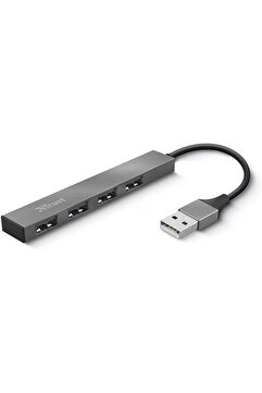 Trust 23786 Halyx Mini Usb 2 Hub Alüminyum 4 Bağlantı Noktalı Pc, Laptop, Mac Için Gümüş