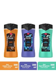 Axe Premium Collection Duş Jeli Copper Santal 300 ml Blue Lavender 300 ml Aqua Bergamot 300 ml