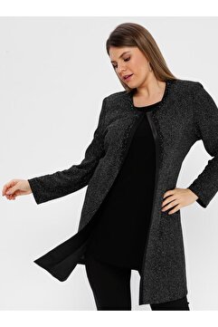 Ladies First Büyük Beden 3033 Siyah-gümüş Ceket Atlet Ikili Takım