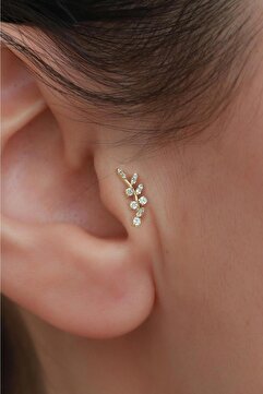 Bayar Gold 14 Ayar Altın Taşlı Dal Tragus
