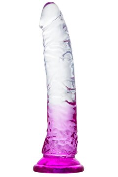 Lolita Shop Ultra Yumuşak Şeffaf Mor 21 Cm Gerçekçi Penis Realistik Jel Dokuda Yumurtalıksız Anal Vajina Dildo