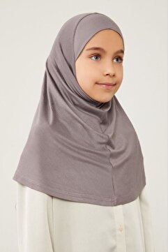 Melodi Scarf Tesettür Çocuk Namaz Bonesi Eşarbı Şalı Hijabı Koyu Gri
