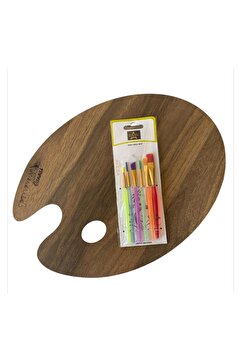 tuvval 6lı FIRÇA SETİ + AHŞAP RESİM PALETİ (30x40cm)