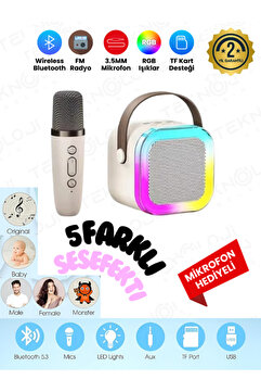 Teknoloji Gelsin K12 Kablosuz Bluetooth Hoparlör Karaoke Mikrofon 5 Ses Efektli Rgb Hd Stereo ?es Usb/Sd/FM