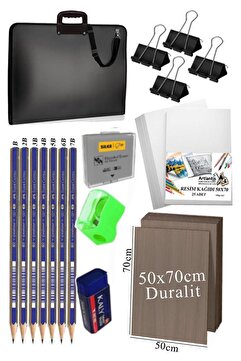 Artlantis 50x70 Resim Çantası Seti 1 Paket Karakalem 50x70 Proje Çantası Duralit Resim Kağıdı Dereceli Resim K