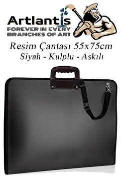 Artlantis Siyah Resim Çantası Fermuarlı Kulplu 55x75 cm 1 Adet Teknik Resim Dosya Çantası 50x70 cm Askılı Proj