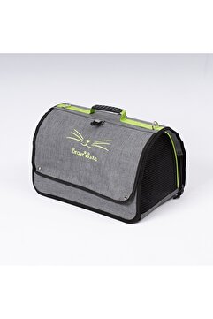 BRAVE PAWS Flybag Plastik Dayanıklı Fileli Kedi Ve Köpek Taşıma Çantası Seyahat Çantası Gri 45*25*26cm