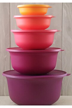 Tupperware Aloha Saklama Kabı Seti - 5'li Renkli ve Pratik Gıda Saklama Çözümü