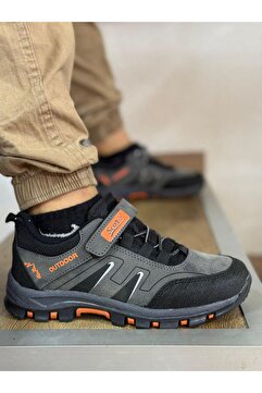 homiro Bantlı Unisex Kısa Çocuk Spor Outdoor Ayakkabı-Füme-Oranj