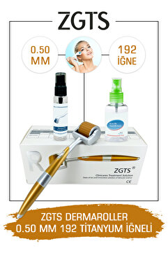 Zgts Dermaroller 0.50mm Dezenfektan Hediye 192 Titanyum Iğneli Gold Derma Roller