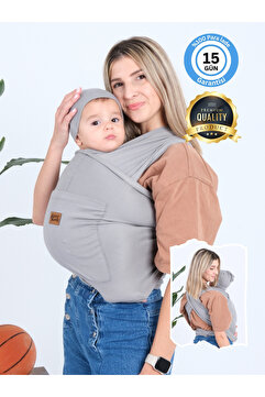 Huggy Mommy Premium Organik Pamuk Sırt Destekli Cepli Şapkalı Bebek Taşıyıcı Sling Bebek Taşıma Şalı Esnek Wrap