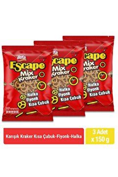 Bifa Escape Mix Kraker Kısa Çubuk - Fiyonk - Halka 150 gr x 3 Adet