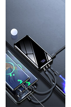 MATECHNO 10.000 Mah Çoklu Kablolu Dijital Gösterge Powerbank Şarj Aleti 1x Usb Çıkışlı Powebank