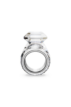 Swarovski Lucent Kokteyl Yüzüğü, Sekizgen kesim, Beyaz