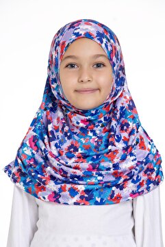 HÜRREM BONE İndigo Pratik Hazır Geçmeli Genç Tesettür Bone Jakar Desenli Pileli Kendinden Boneli 2407_24