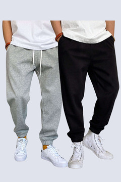 LUMİZA Erkek 2'li Siyah-Gri Slim Fit Jogger Eşofman Altı