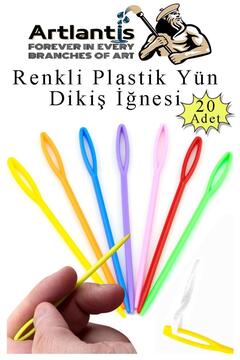 Artlantis Renkli Plastik Yün İğnesi 9 cm 20 Adet Plastik Dikiş İğnesi Plastik Örgü Dikme İplik İğne Dokuma İğn