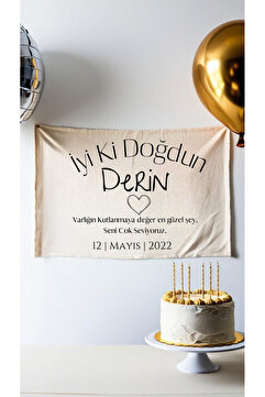 Puppetzzz İsimli Doğum Günü Arka Fon Flama Afiş Duvar Halısı 65x100cm Yatay Banner