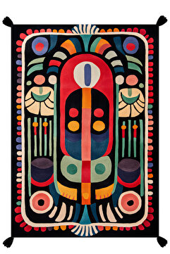Rugs Modern Halı Nora Art Çok Renkli Soyut Desenli Püsküllü Dokuma Taban Halı noraart47