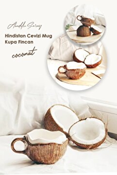 Anadolu Saray El Yapımı Seramik Hindistan Cevizi Tasarım Mug Kupa Fincan Handmade Mug Fincan Kahve Kupası- 1 ADET