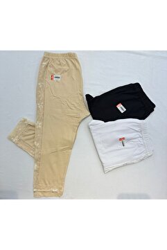 GİYSEM UNDERWEAR Pamuklu, 3'lü Ten, Siyah ve Beyaz Diz Üstü - altı, Etek-Pantolon Altı, Basic Tesettür-Tayt Ekonomik
