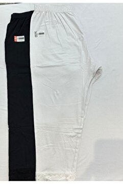 GİYSEM UNDERWEAR Pamuklu, 2'Li Siyah  Beyaz Klasik Renkler Diz Altı Diz Üstü, Etek-Pantolon Altı, Basic Tesettür-Tayt