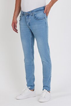 Dr Dnm Remix Erkek Slim Fit Likralı Kot Pantolon Açık Buz Mavi Tırnaklı