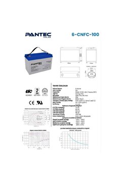 Pantec Solar Pantec 100 Amper Solar Jel Akü Derin Döngü