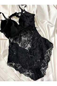 blackstrip Lustrous Allure Destekli Sırt Detay Bodysuit - Babydoll
