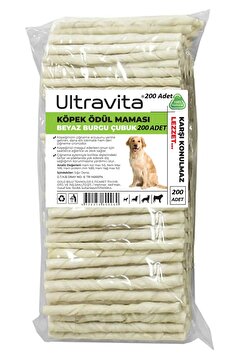 ULTRAVİTA 1.200 Kg 200'lü Beyaz Sütlü Burgu Çubuk Köpek Ödül Maması Ve Kemiği %100 Doğal Lezzet